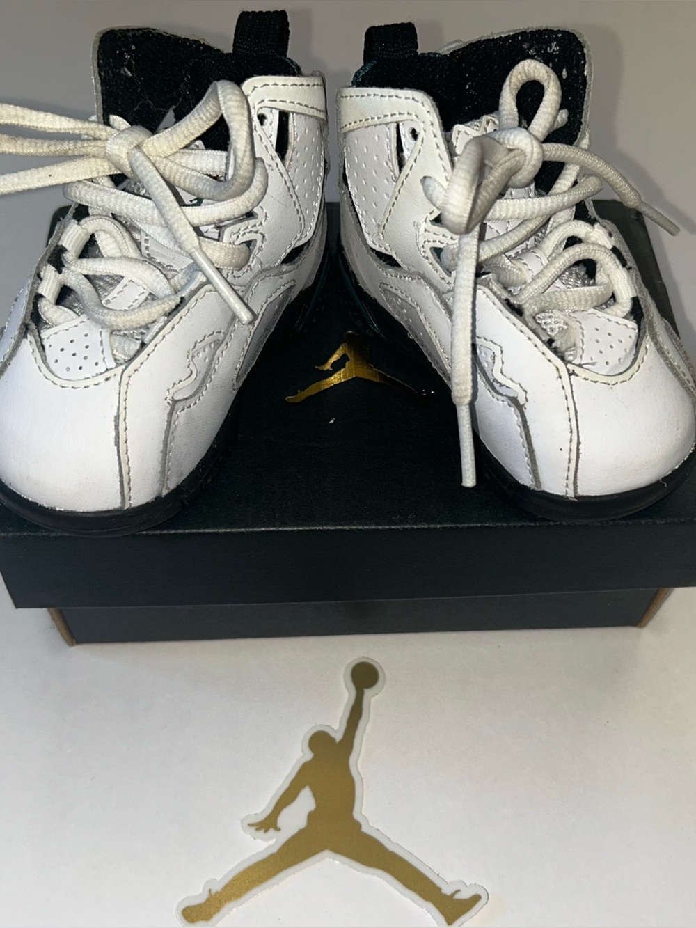 Jordan White and Black Baby High-Top Sneakers